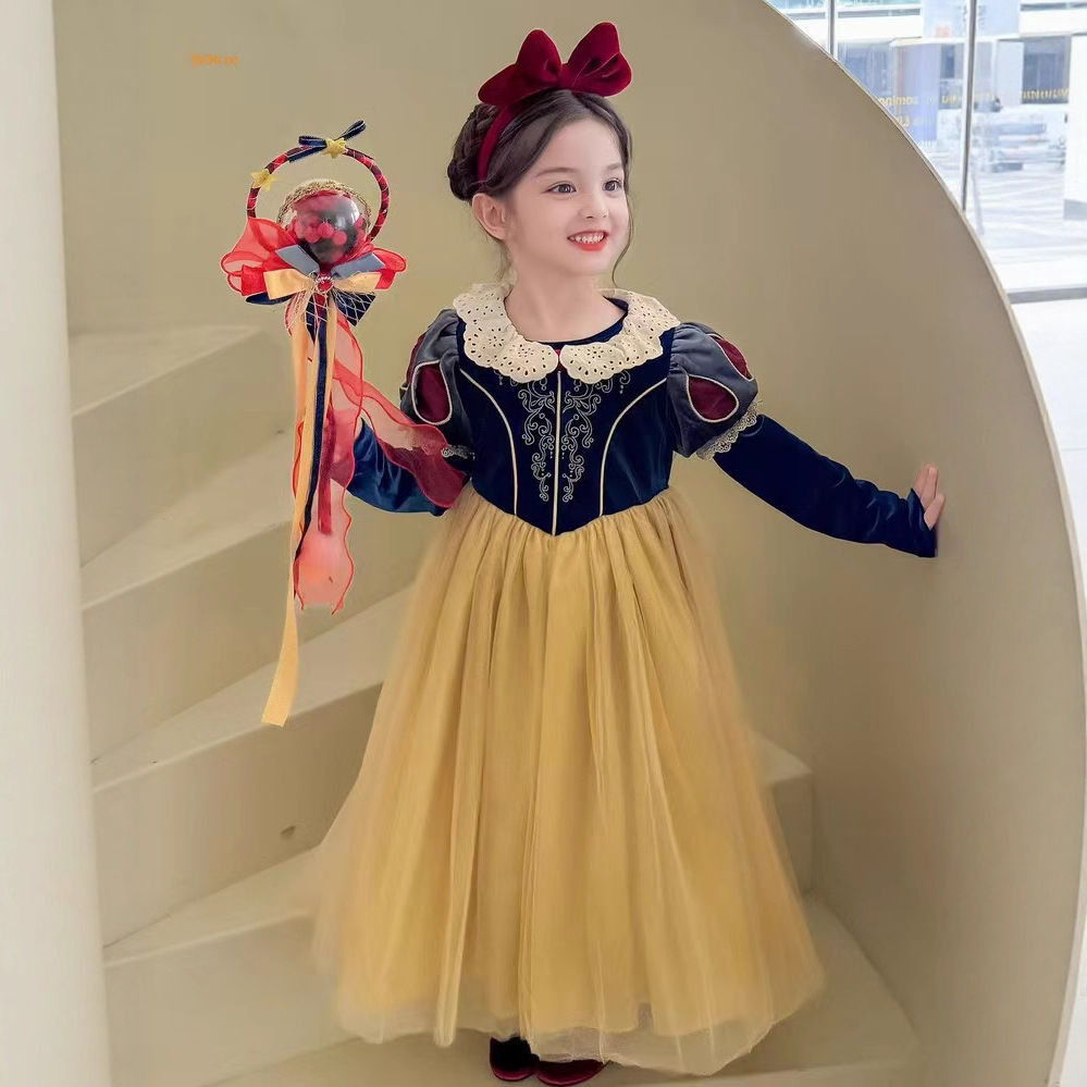 Girls Lolita Dress 2025 New Snow White Style Puffy Mesh Skirt Spring and Autumn Sweet Puffy Skirt