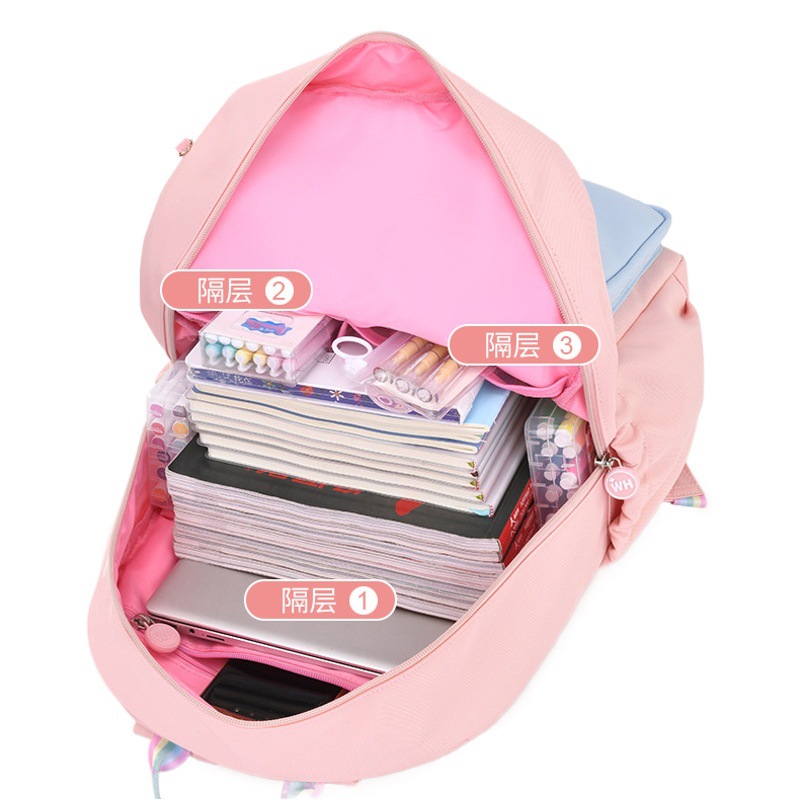 Nuevo estudiante de la escuela primaria mochila 1-3-6 grado impermeable al por mayor estilo coreano alivio de la carga de protección de la columna vertebral niños lindos mochila