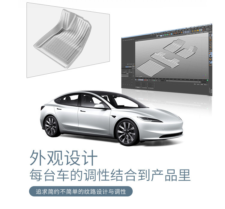 TPE Car Floor Mats For 2024 Tesla Model 3 RHD