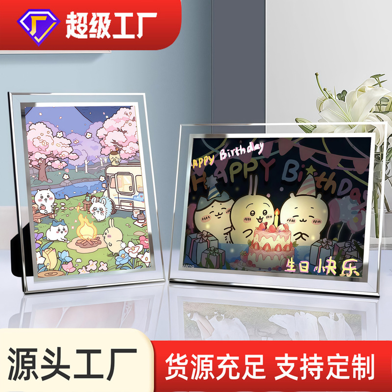 Custom Crystal Glass Photo Frame Transparent Large Size 5inch Tabletop Empty Frame Display Stand Desktop Ornament Birthday Gift