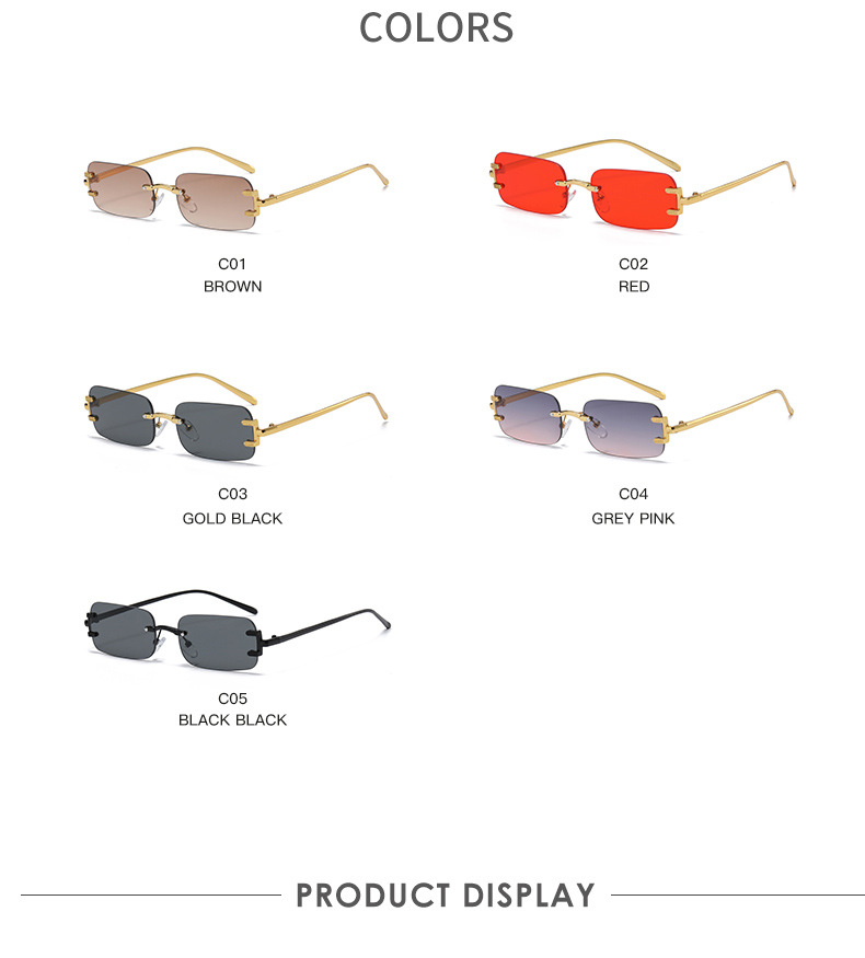 Frameless Glasses Structure Sunglasses Classification Fashion Colorful PC UV400 Protection Square Frameless Women's Sunglasses
