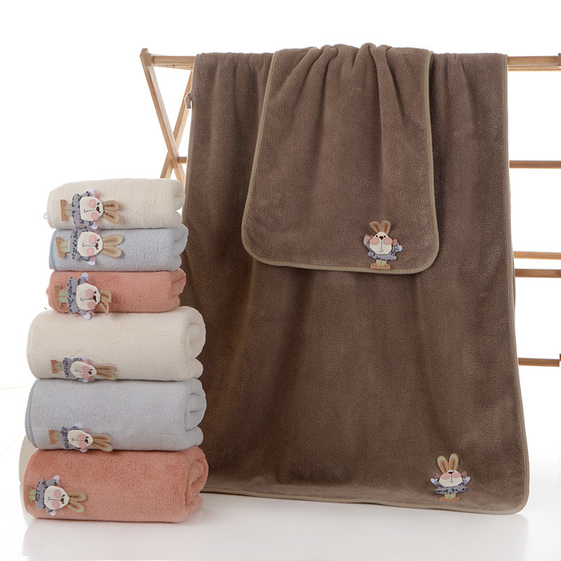 Coral fleece towel bath towel set cartoon decal thickened absorbent skin-friendly gift dealer super factory wholesale