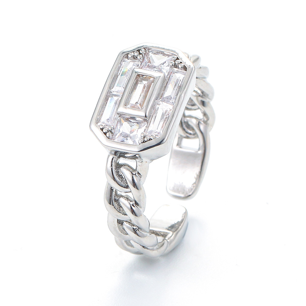 Geometric Pattern Unisex Gender Fashion Retro Hollow Diamond-encrusted Zircon Copper Ring