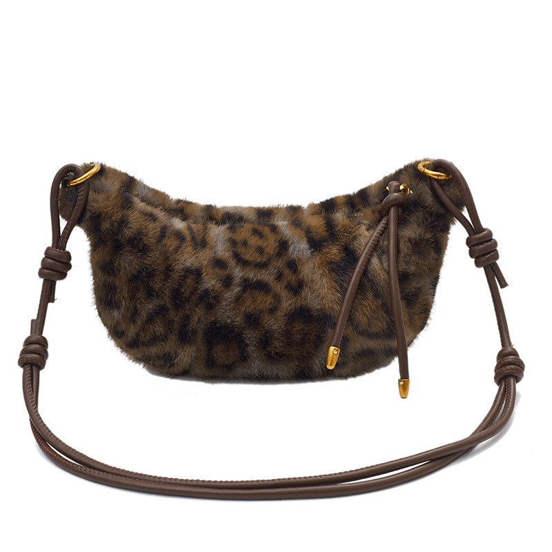 Bolsa de moda transfronteriza de lana estampada debajo de la axila para mujeres otoño / invierno 2025 nueva moda bolso de corn de toro simple bolso de hombro