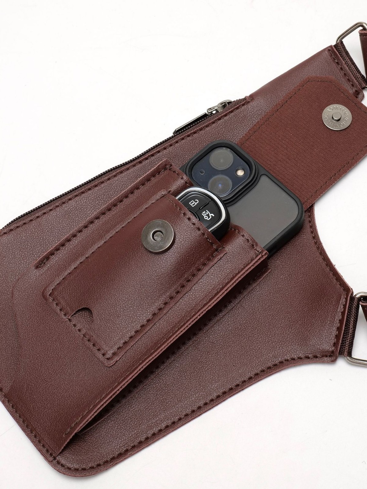Amazon hombre retro brazalete bolso multifuncional mujer al aire libre bolso de teléfono móvil correa a través de 1861 marrón