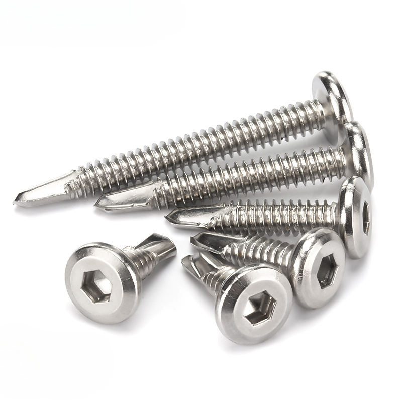 410 스테인레스 스틸 플랫 헤드 육각형 소켓 드릴 테일 거꾸로 된 가장자리 셀프 태핑 셀프 드릴링 도브 테일 스크류 가드 레일 스크류 M5.5