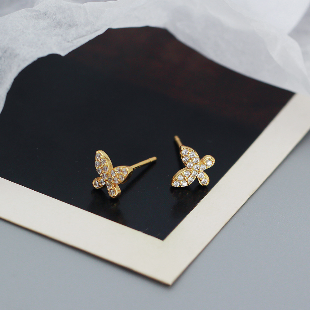 Street Occasion 925 Sterling Silver Material Butterfly Pattern 1 Pair 925 Sterling Silver Butterfly Ear Studs
