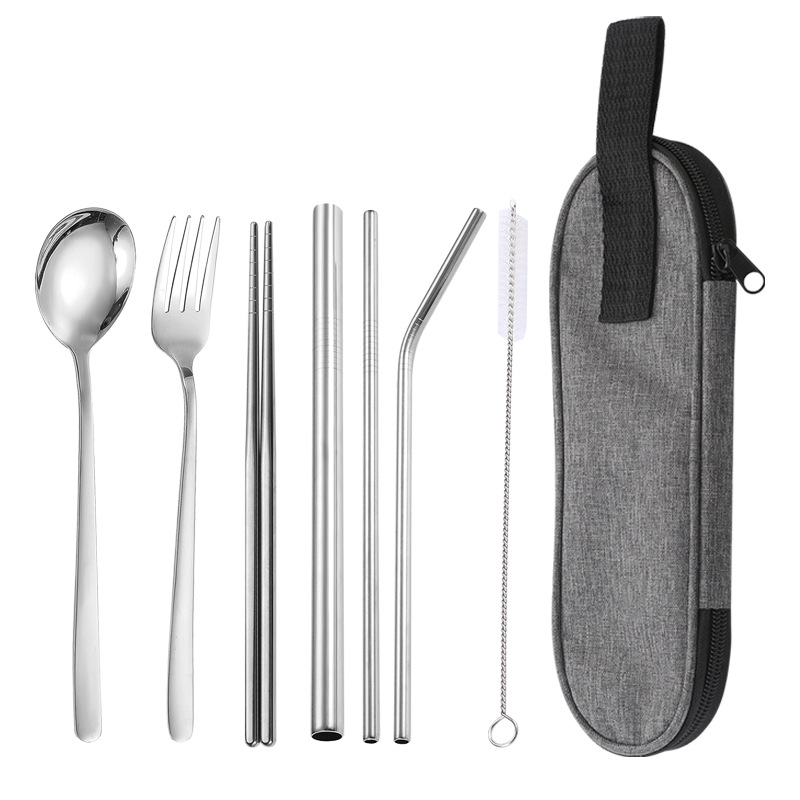 실버 7 종 세트/다크 그레이 가방