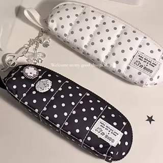可爱波点加厚ins笔袋初高中生文具收纳袋多功能大容量便携铅笔盒
