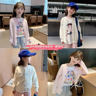 Girls Cardigan 2025 Spring New Korean Style Children's Fashion Knitted Sweater Baby Thin Early Spring Small Jacket Trendy