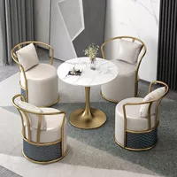 Round marble table and chair set, slate snow mountain white top, Ø60/70/80 × 75 cm, 3–4 seats