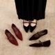 3686-K203 French temperament small pointed slope follow-up shoes suede commuting casual straight belt Mary Jane shoes for women