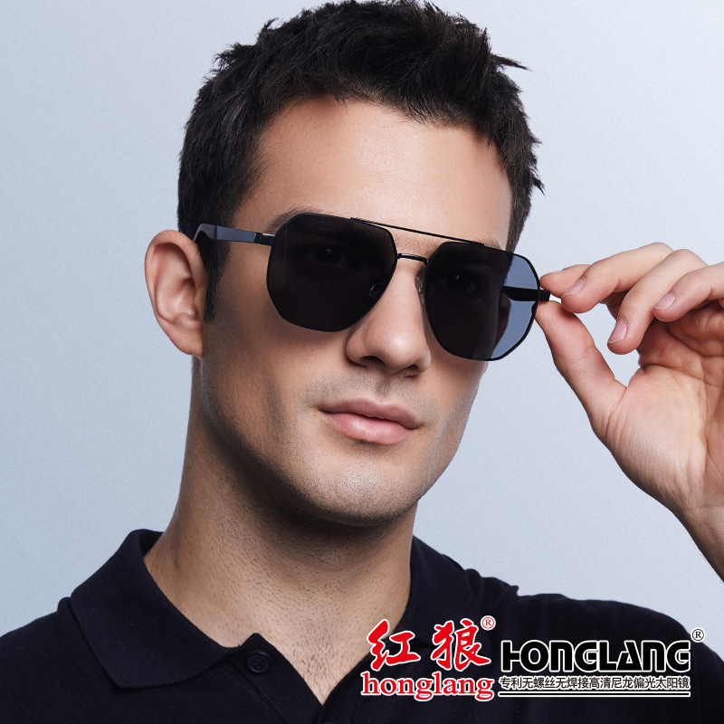 2025 New Red Wolf high quality Nylon Polarized Sunglasses Unique Carbon Fiber Silicone Combination 2507