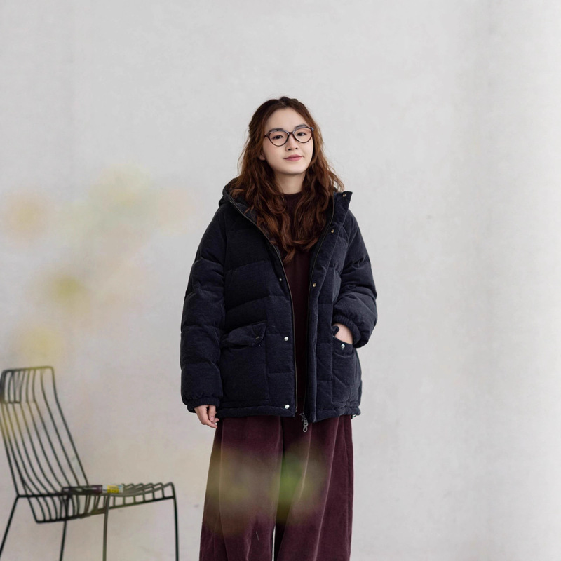 Mulberry Silk Cotton Corduroy Gray 95% Holdobagi Large White Goose down Casual Hooded down Jacket H25169 Mulberry Silk Cotton Corduroy Gray 95% Holdobagi Large White Goose down Casual Hooded down Jacket H25169