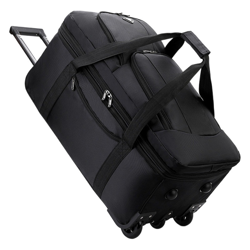 Extra grande Oxford tela bolsa de la carretilla comprobada maleta unisex movimiento bolsa de viaje plegable bolsa de equipaje de almacenamiento