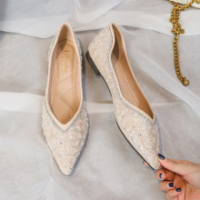 2023年新款法式水钻平底春季单鞋女一脚蹬晚晚鞋瓢鞋大码鞋41-43