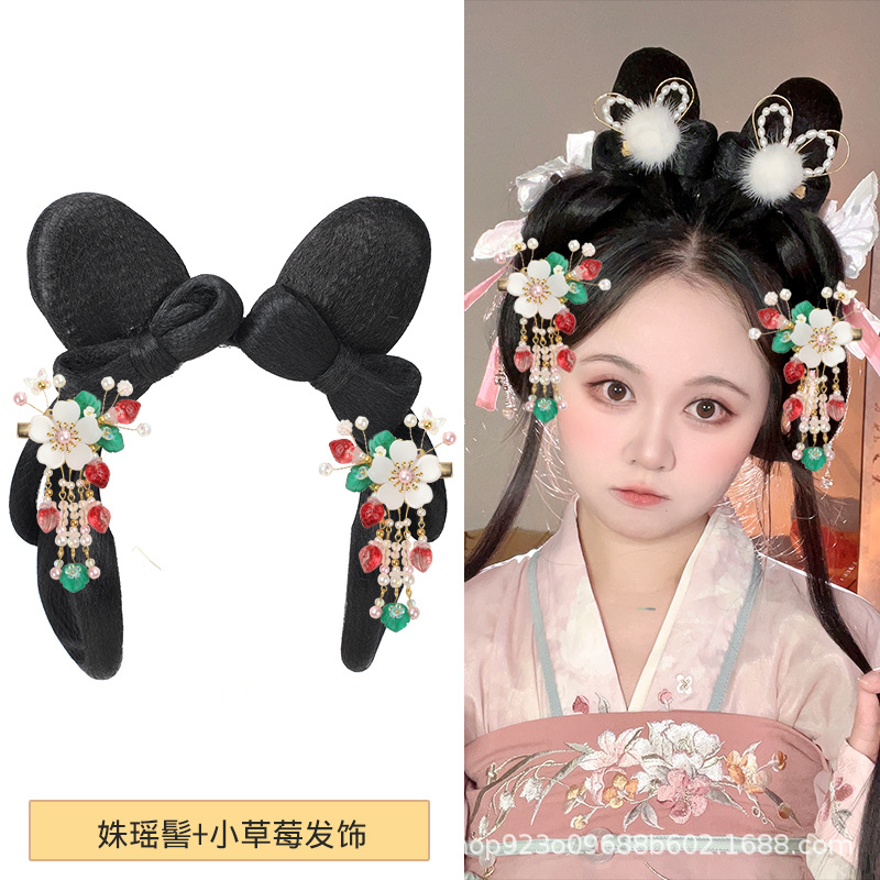 비취 토끼 꽃 요정 + 딸기 헤어 액세서리