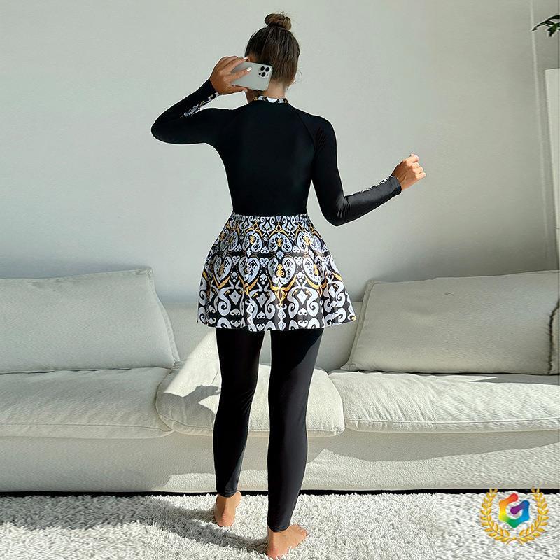 ✞2023新品长袖长袖游泳衣女 防晒长袖泳衣 全身保守型游泳衣女欧