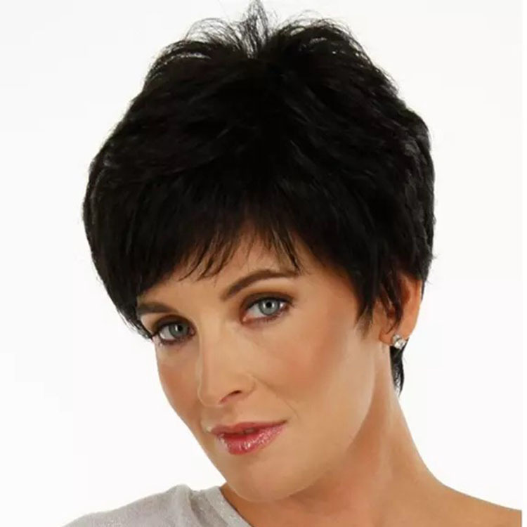 Cross-border lightweight bob wig, ultra-short style, black wig, textured short bob wig, matte and smooth, full head cover