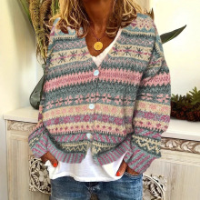 外贸独立站亚马逊希音新款上衣3D数码印花开衫针织女装春秋毛衣