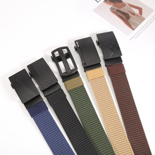 仿尼龙腰带男无牙合金自动扣跨境电商皮带休闲户外裤带男青年现货
