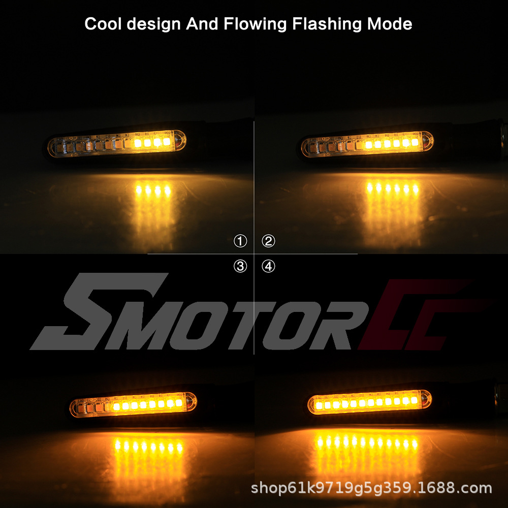 Luz direccional LED secuencial impermeable para motocicleta — luz de giro creativa de flujo dinámico 12V, estilo personalizado