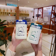 可爱小熊吸管玻璃杯ins风儿童喝水杯开业活动礼品杯子定制logo