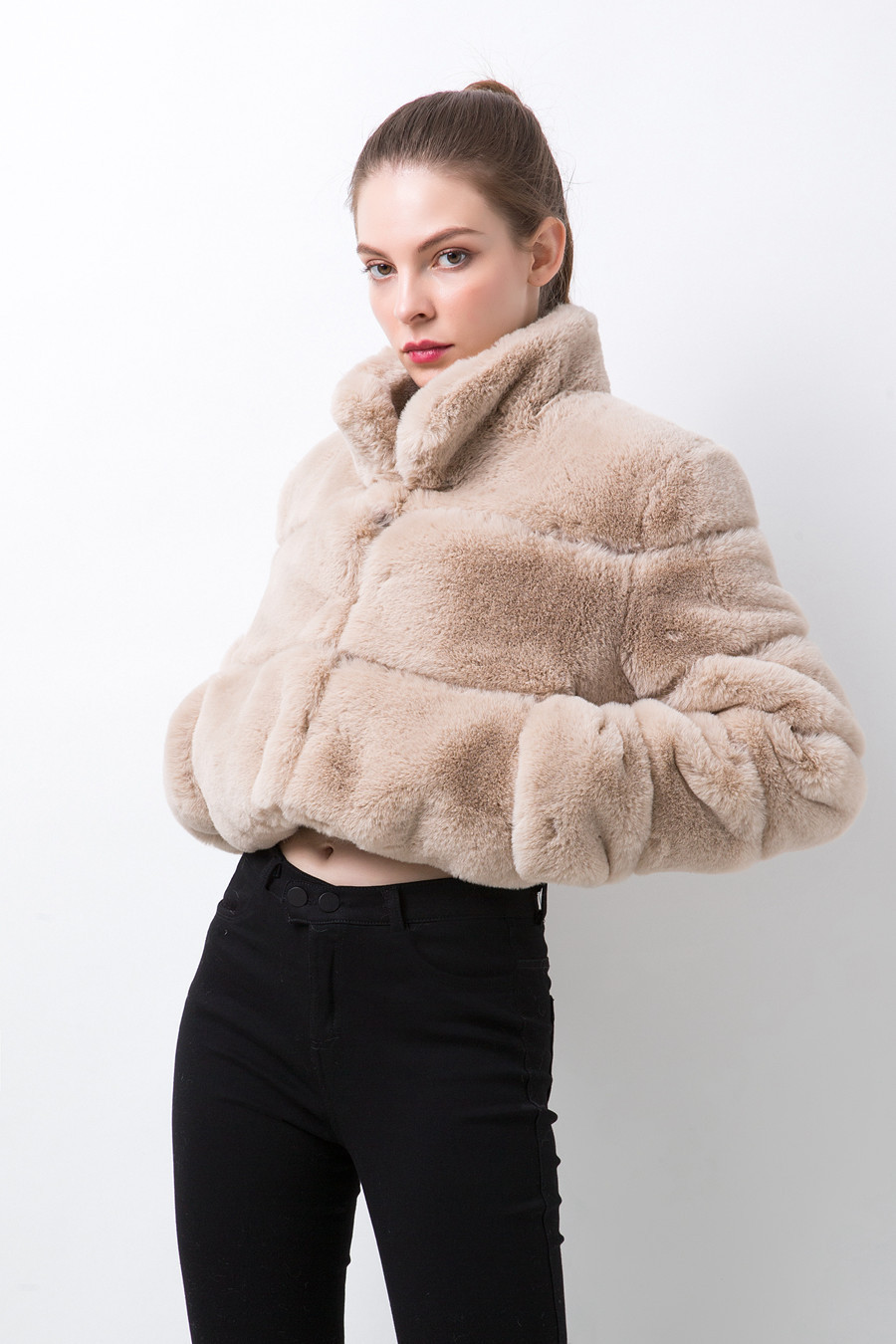 Abbigliamento Donna Pelliccia Giacca Donna Pelliccia Cuciture Orizzontali Pelliccia Artificiale_voghion.com