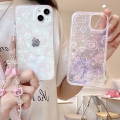 雙層透明鐳射愛心貓咪適用蘋果15promax手機殼14pro保護套12女款1