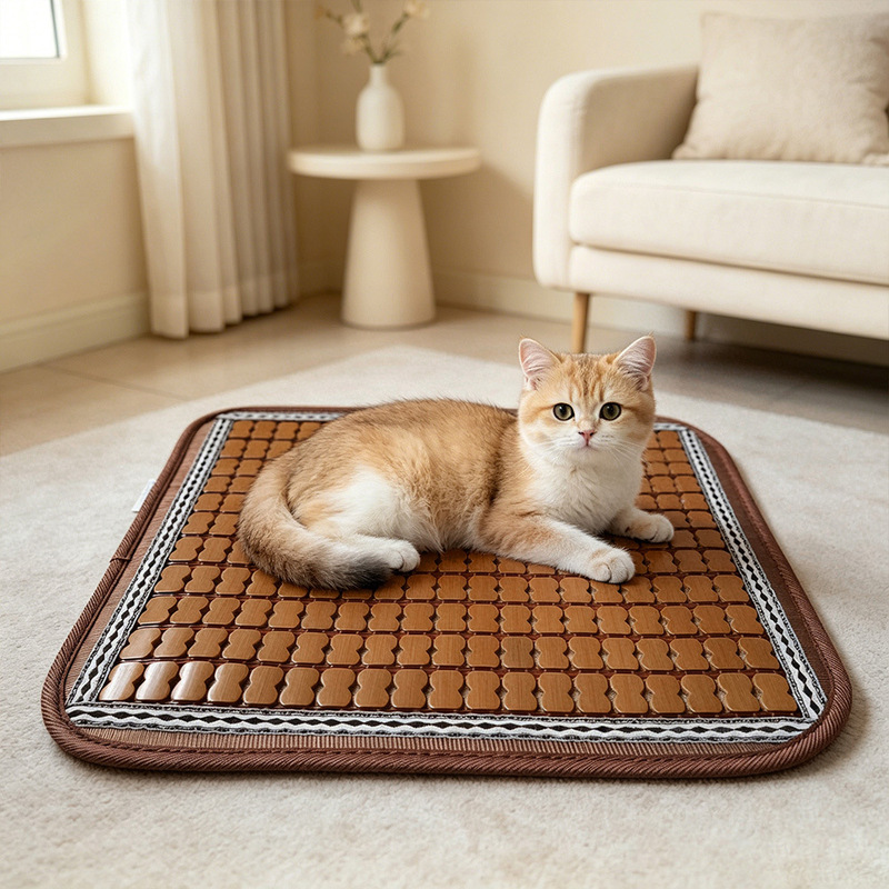 Summer Dog Cooling Mat Pet Dog Pad Mahjong Cat Sleeping Mat Bamboo Mat Dog Bed Cooling Mat Bamboo Dog Mattress for Sleeping