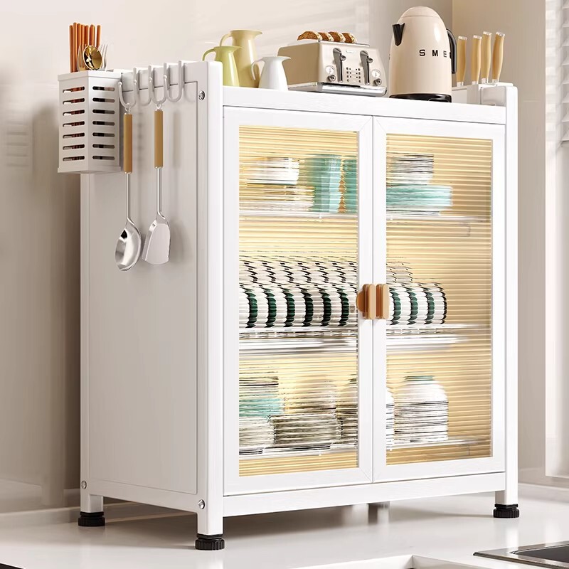Kitchen Cabinet with Door, Dust-Proof Bowl Rack, Countertop Bowl and Chopstick Storage Cabinet, Household Dish and Plate Draining Rack, Cross-Border