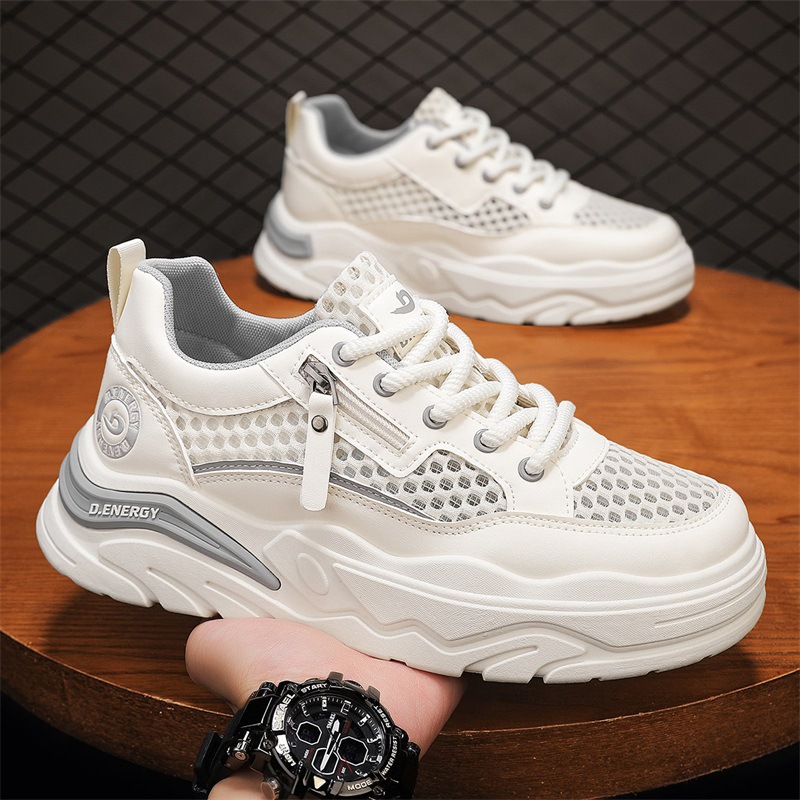 Zapatos de malla para hombre verano transpirables huecos diarios todo-fósforo casual suela gruesa a juego estilo deportivo nuevos zapatos de moda para hombre