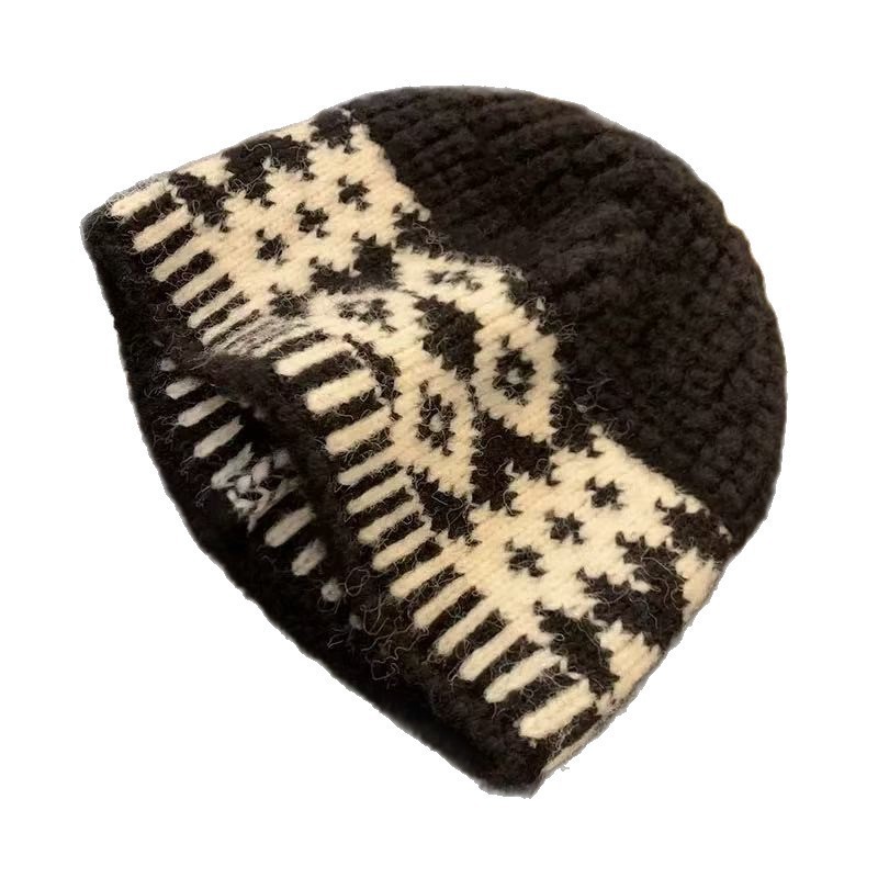 1 Same Style Knitted For Women, Autumn And Winter Wool Blend Retro Beanie, Warm Large Head Circumference Cold Hat, Men's_voghion.com
