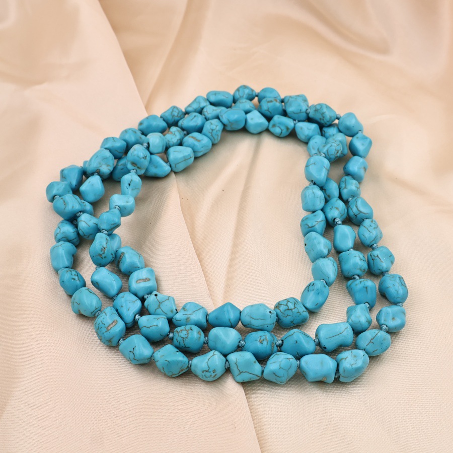 Irregular Pattern Elegant Retro Irregular Turquoise Handmade Chain Necklace In Bulk