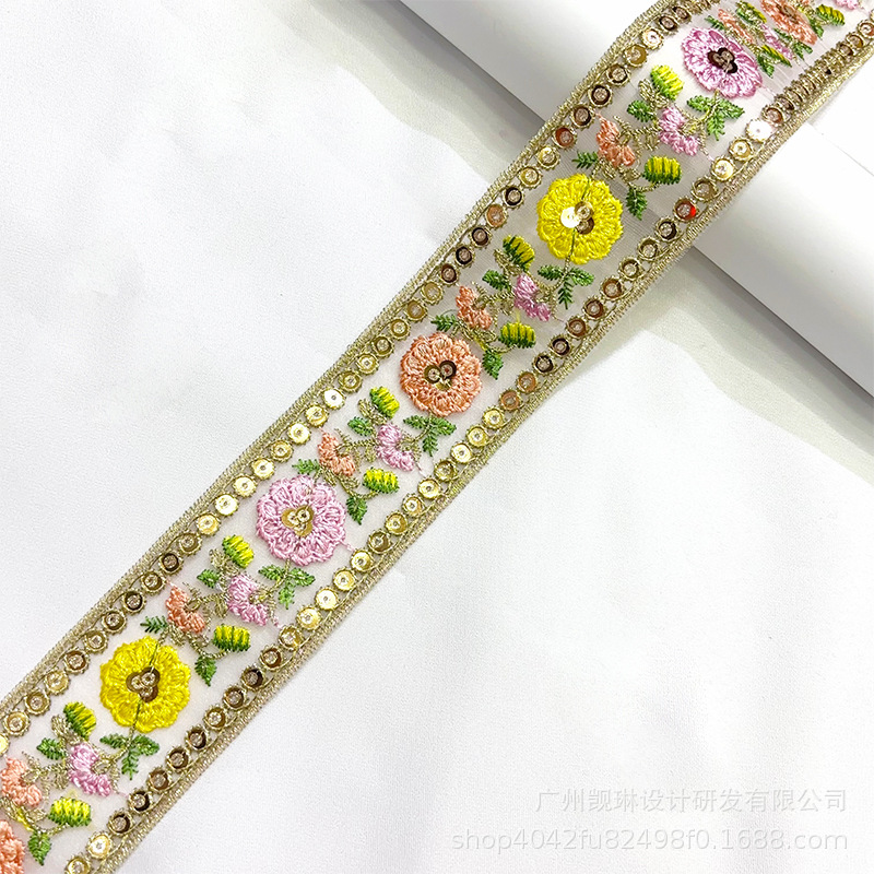 Accesorios de encaje de color de estilo étnico código de barras Hanfu accesorios de ropa código de barras de encaje spot al por mayor