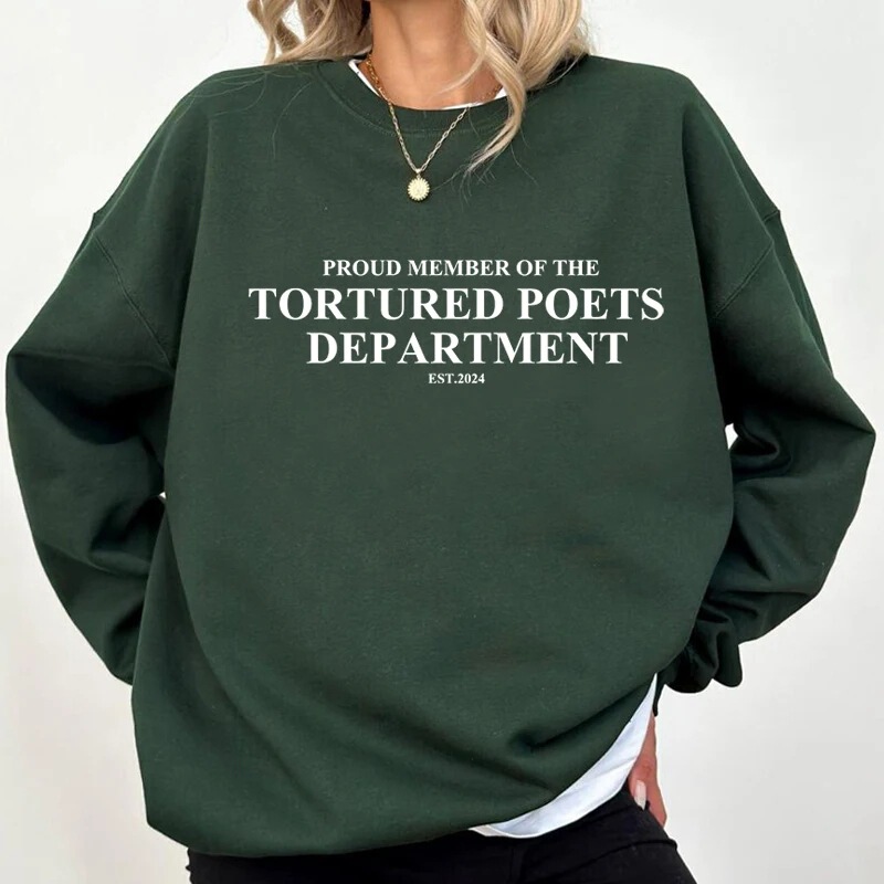 Foreign Trade European Size Sweatshirt with the Slogan "Torturing Poets Department" and the Phrase "Love and Poetry" New Album Sweat Era Tour Sale