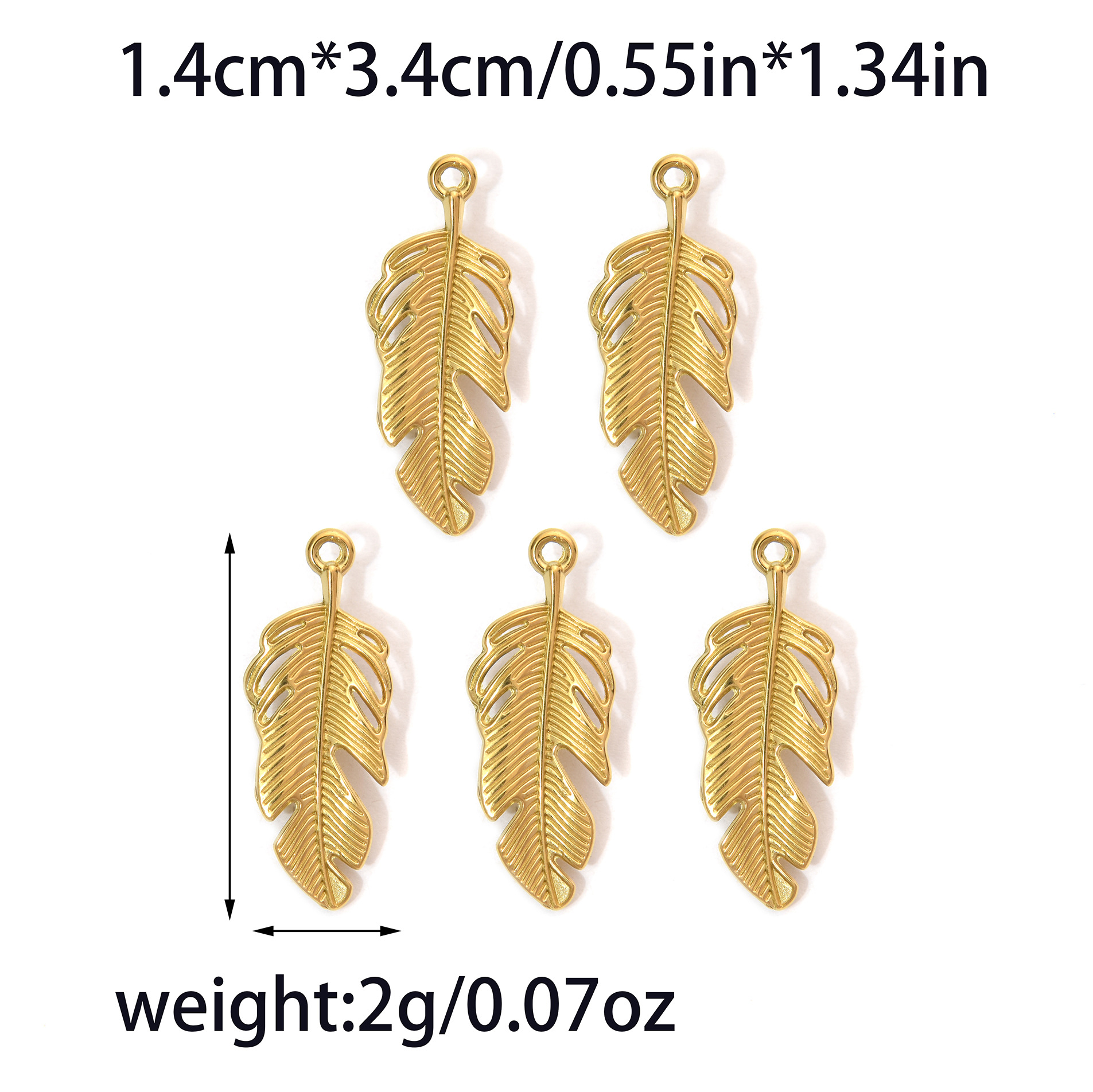1 Piece Quantity 304 Stainless Steel Material 1 Piece 304 Stainless Steel Feather Pendant