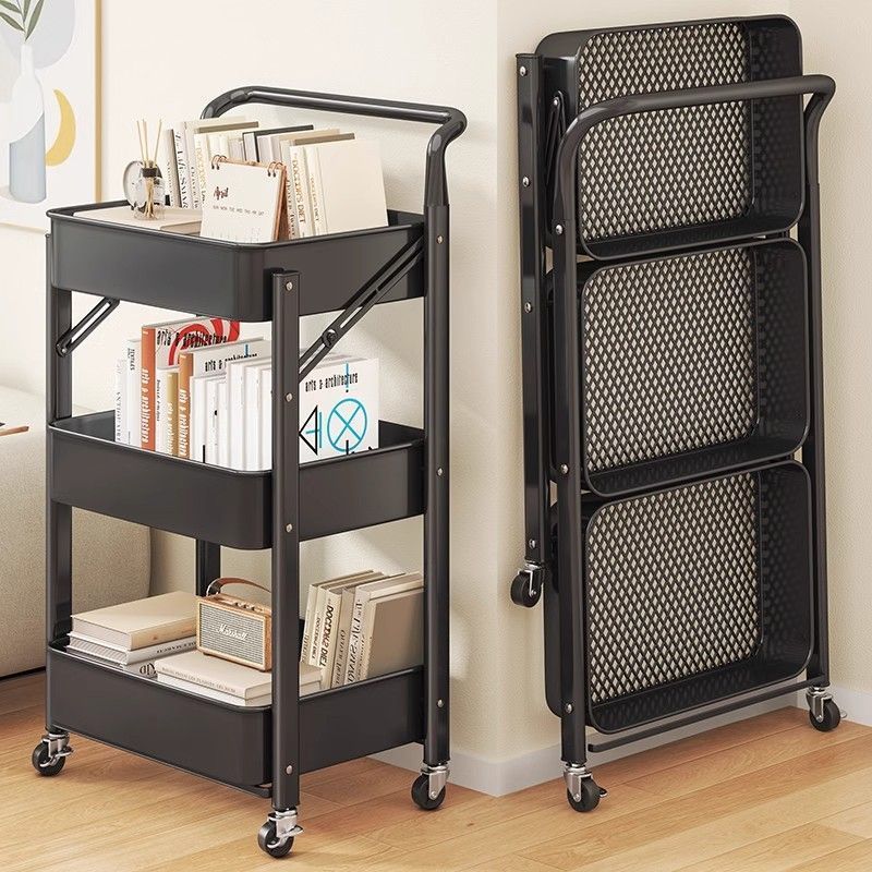 トロリー収納ラックモバイルスナック収納ラックキッチン折りたたみ層状ラックフロアベビー用品収納ラック|undefined
