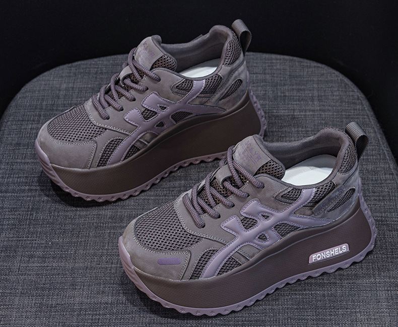 Giày sneaker nữ đế dày phong cách retro dành cho người dáng nhỏ, giày dad hot trend thu 2026, tăng chiều cao — M2933-1 màu xám đính kim cương, M2933 màu đen, M2933 màu nâu, M2933-1 màu đen đính kim cương chi tiết 29