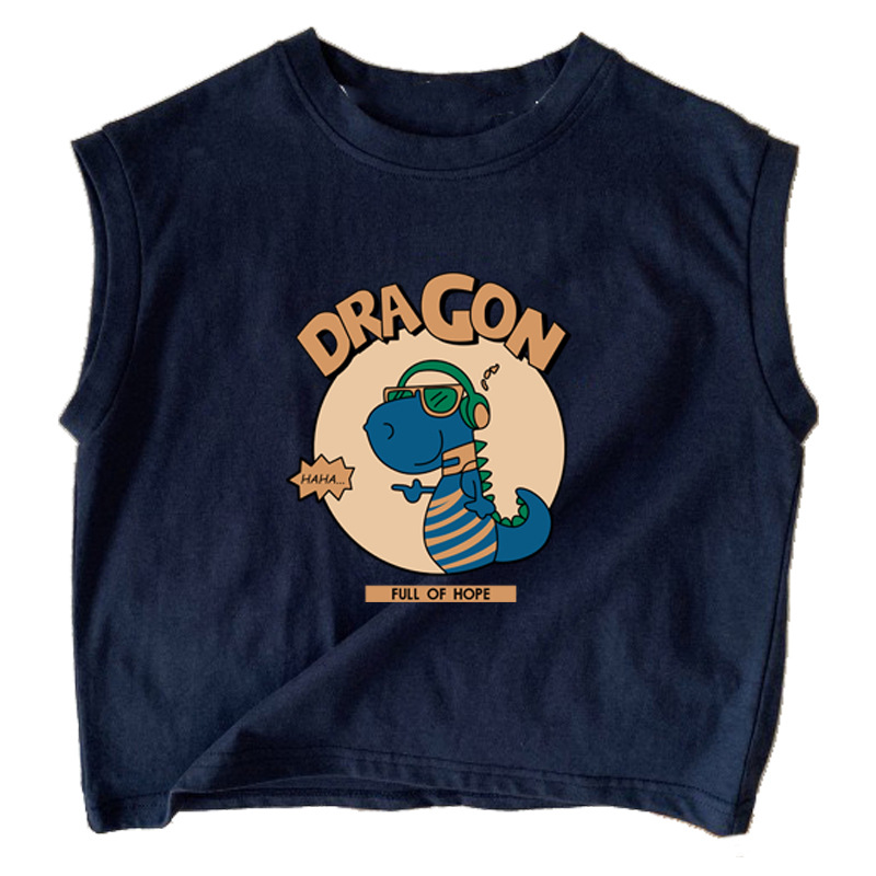 Camiseta sin mangas para niños de algodón puro bebé camiseta 2024 nuevo versátil de dibujos animados niños y niñas chaleco Top verano