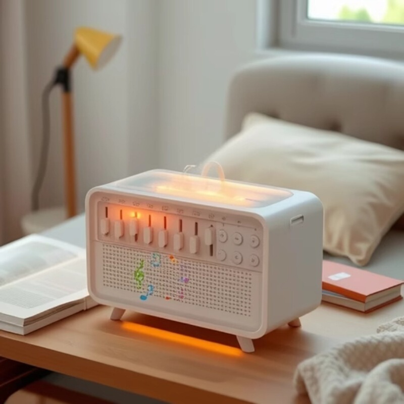 Bluetoothスピーカー ホワイトノイズ加湿器 Bluetoothスピーカー 炎型アロマディフューザー 催眠寝室用超音波ディフューザー|undefined