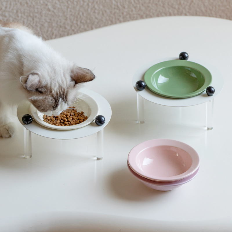 Tazón de cerámica de alto valor facial para mascotas, tazón de comida para gatos, tazón de comida para perros, tazón de alimentación para bebidas, mesa de comedor, estante de tazón