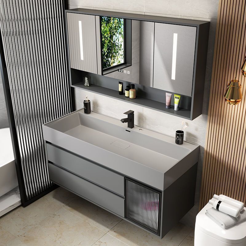Moderno minimalista nano roca integrado cuenca baño gabinete combinación baño lavabo fregadero traje