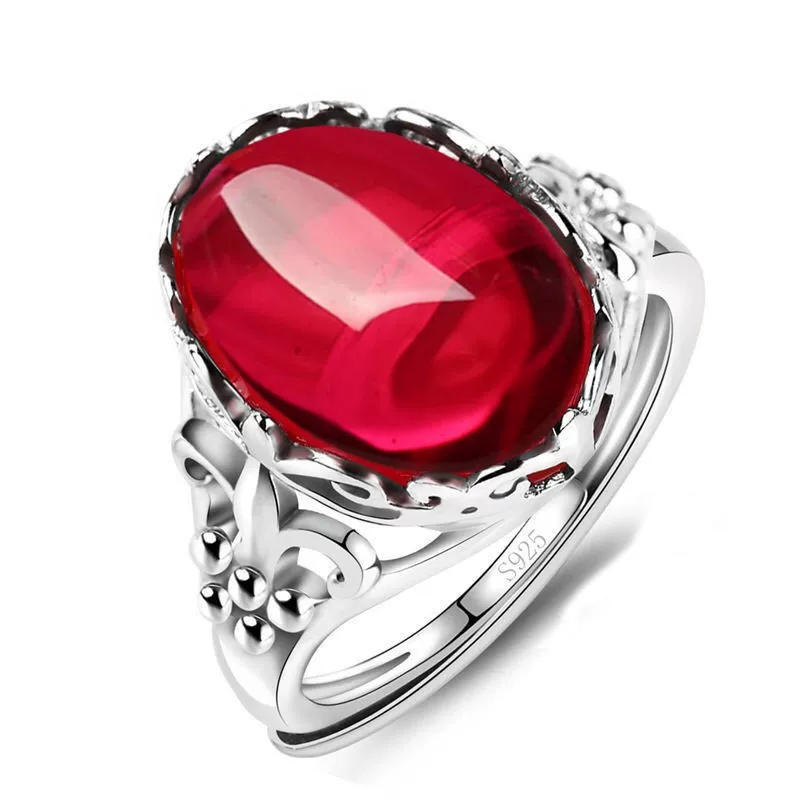 Agate stone inlay, retro ring with crystal emerald, with gem, on index finger