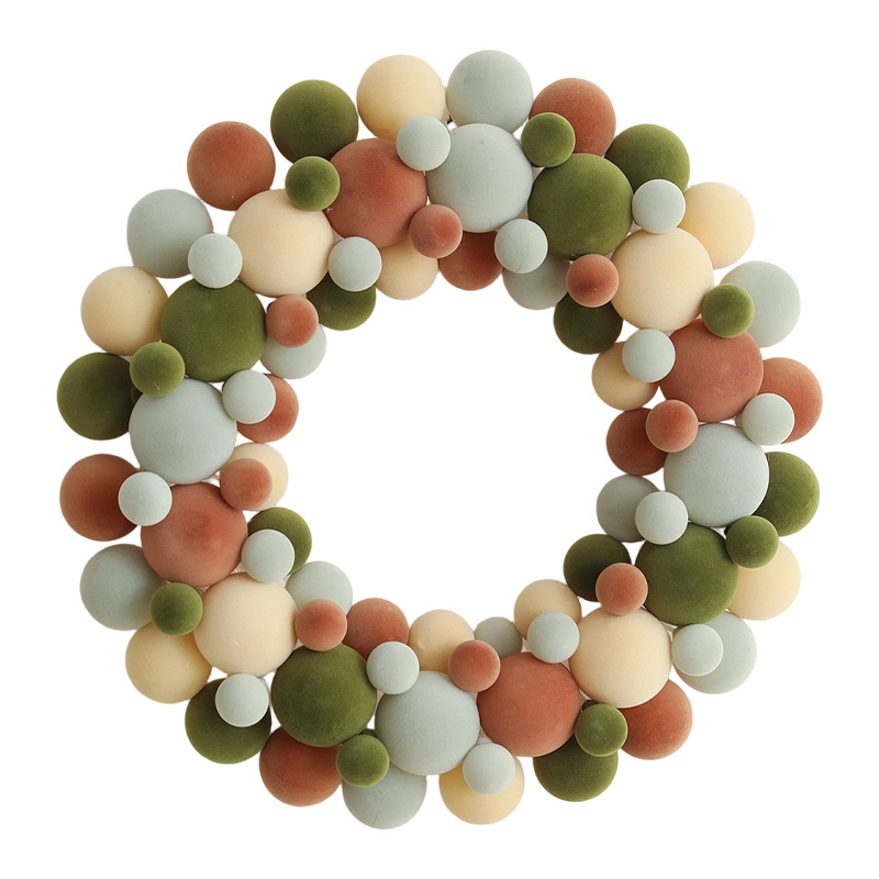 Navidad guirnaldas navideñas bola string color flocado guirnaldas redondas árbol de Navidad pared colgante puertas colgantes decoración de la fiesta
