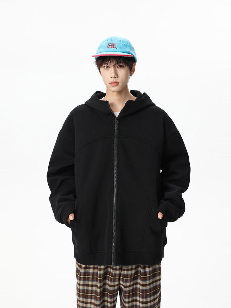 Ropa de hombre ACU | Chaqueta con capucha para niños 2025 estilo americano, de costura plana, marca juvenil de moda, cárdigan delgado para hombres.