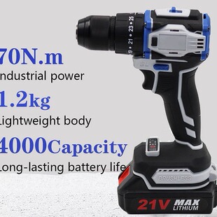 21VF Brushless Three Functions Impact Drill Hand Drill Electric Screwdriver Power Tools Micro Household Lithium Drill