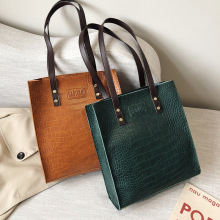 外贸女包批发pu皮纯色石头纹单肩包一件代发女时尚学生托特包百搭