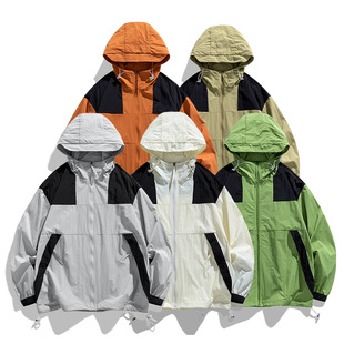 Fashion Sunscreen Clothing Color Matching American Style Ultraviolet Protection Thin Couple Coat UPF50 Cool Sense Men's Sunscreen Clothing