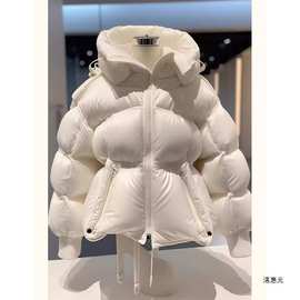 洺惠元奢华羽绒棉服女感超好看气质收腰连帽白色加厚棉衣